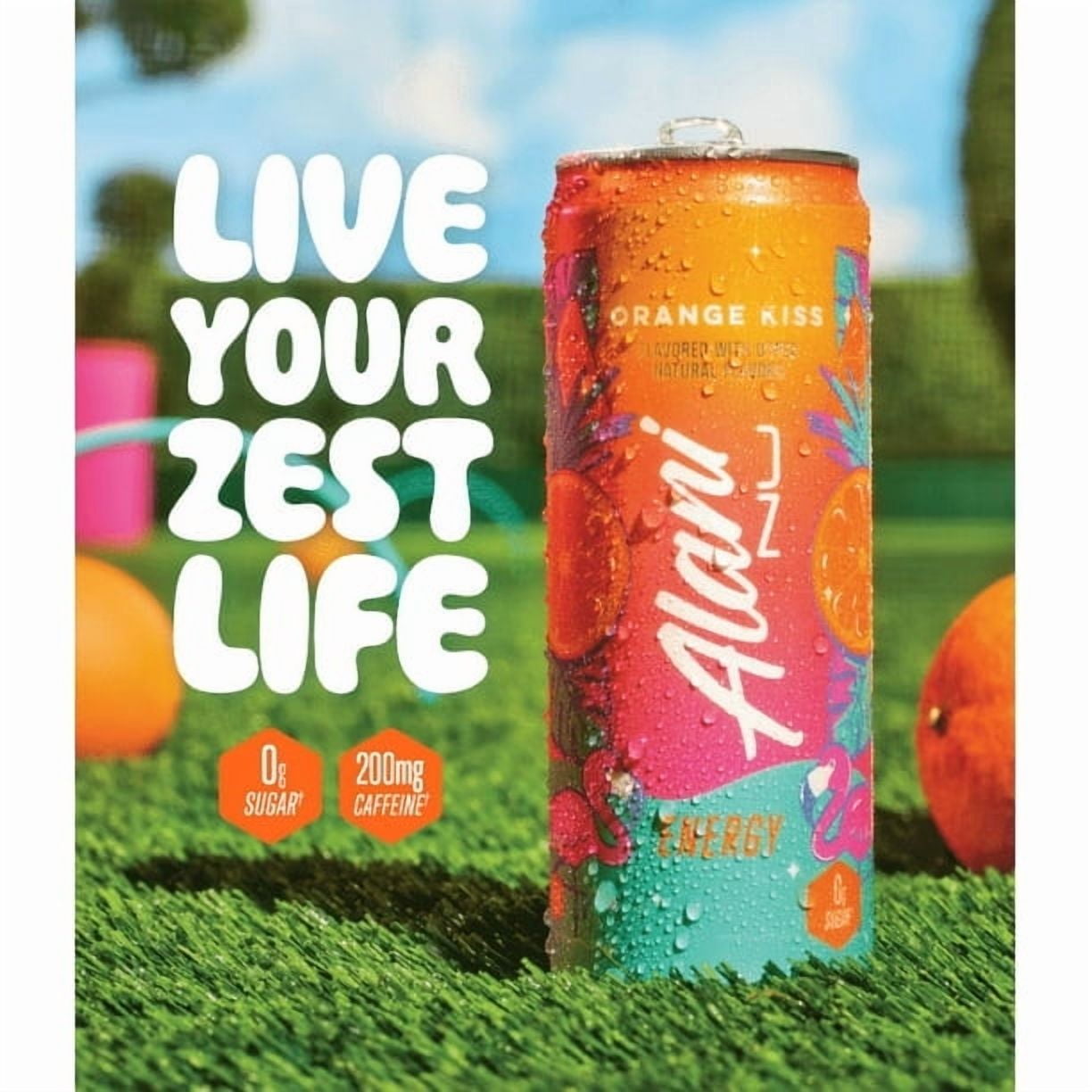 Sugar Free Energy Drink, Orange Kiss, 12 fl oz, Can, 200mg Caffeine-2Pack