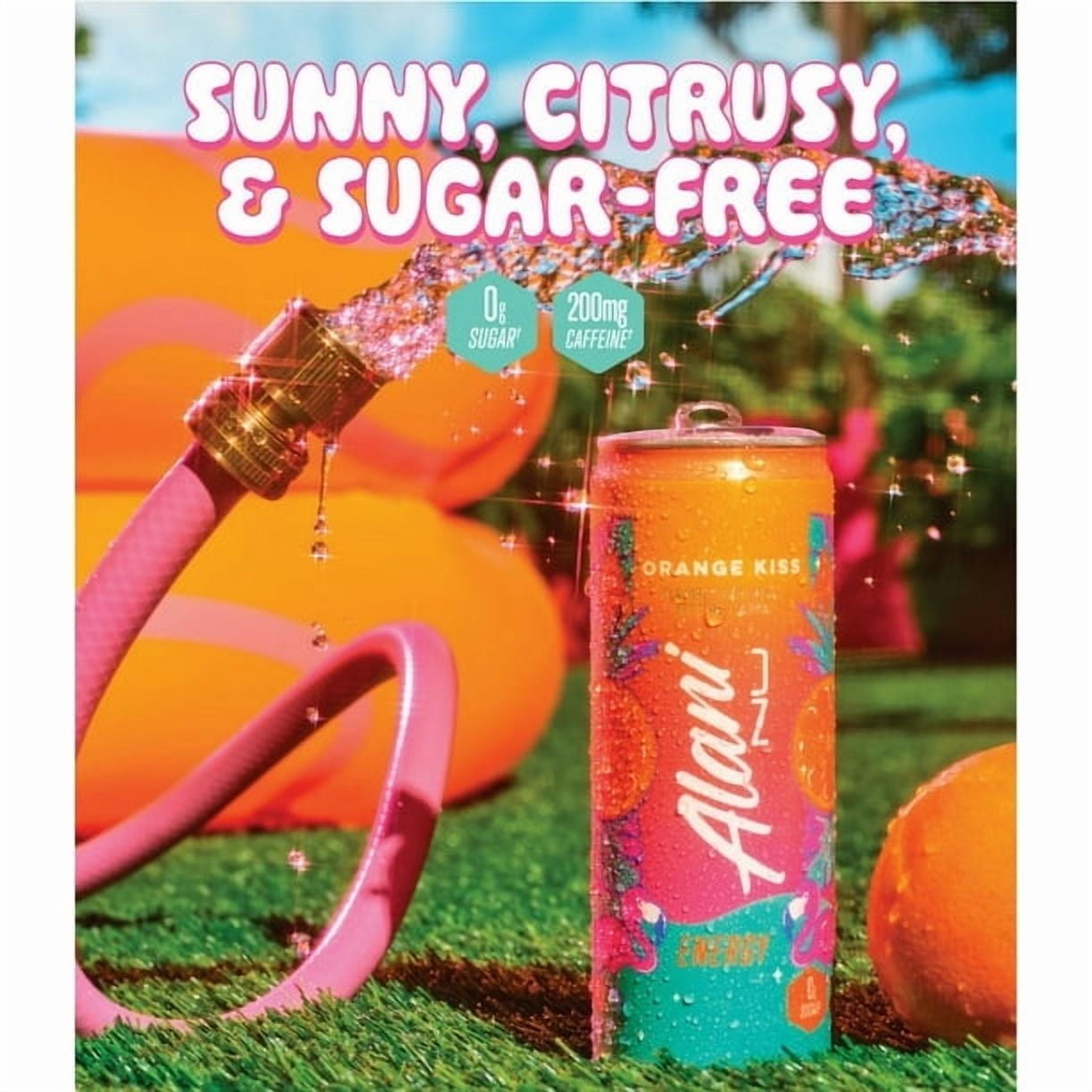 Sugar Free Energy Drink, Orange Kiss, 12 fl oz, Can, 200mg Caffeine-2Pack