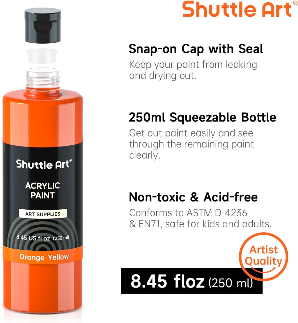 Shuttle Art 18 Colors Acrylic Paint Bottle Set (250ml/8.45oz), Rich Pigmented Bulk Painting Supplies for Artists, Beg... - Image 5