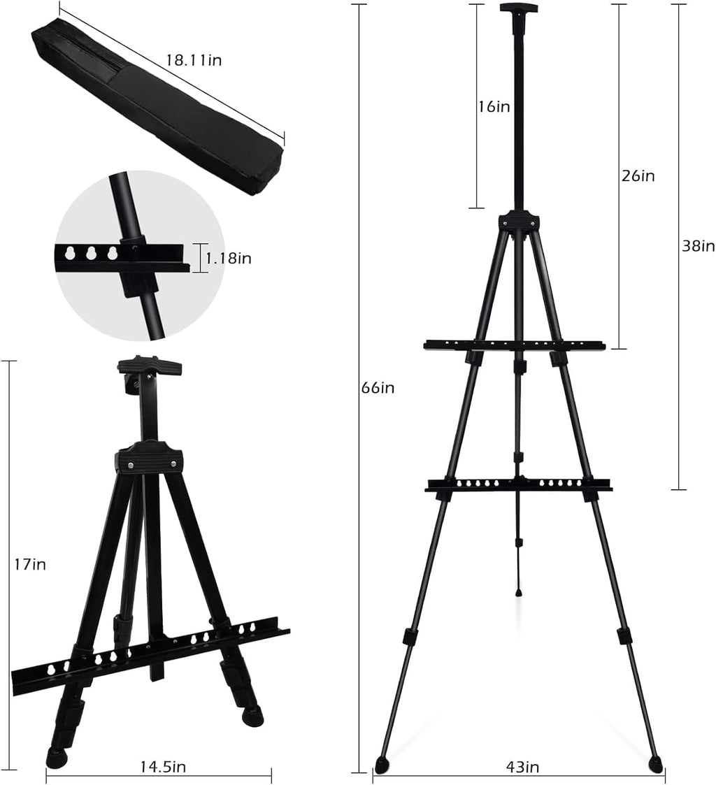 RRFTOK Easel Stand for Sign and Painting - Metal Tripod Adjustable Art Easels for Display Canvases Height from 17 to ... - Image 6