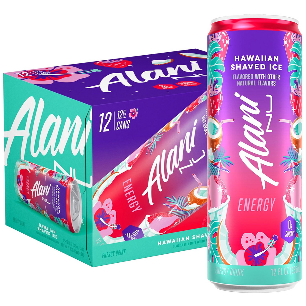 Sugar Free Energy Drink, Hawaiian Shaved Ice, 12 fl oz, 12 Pack, Cans, 200mg Caffeine