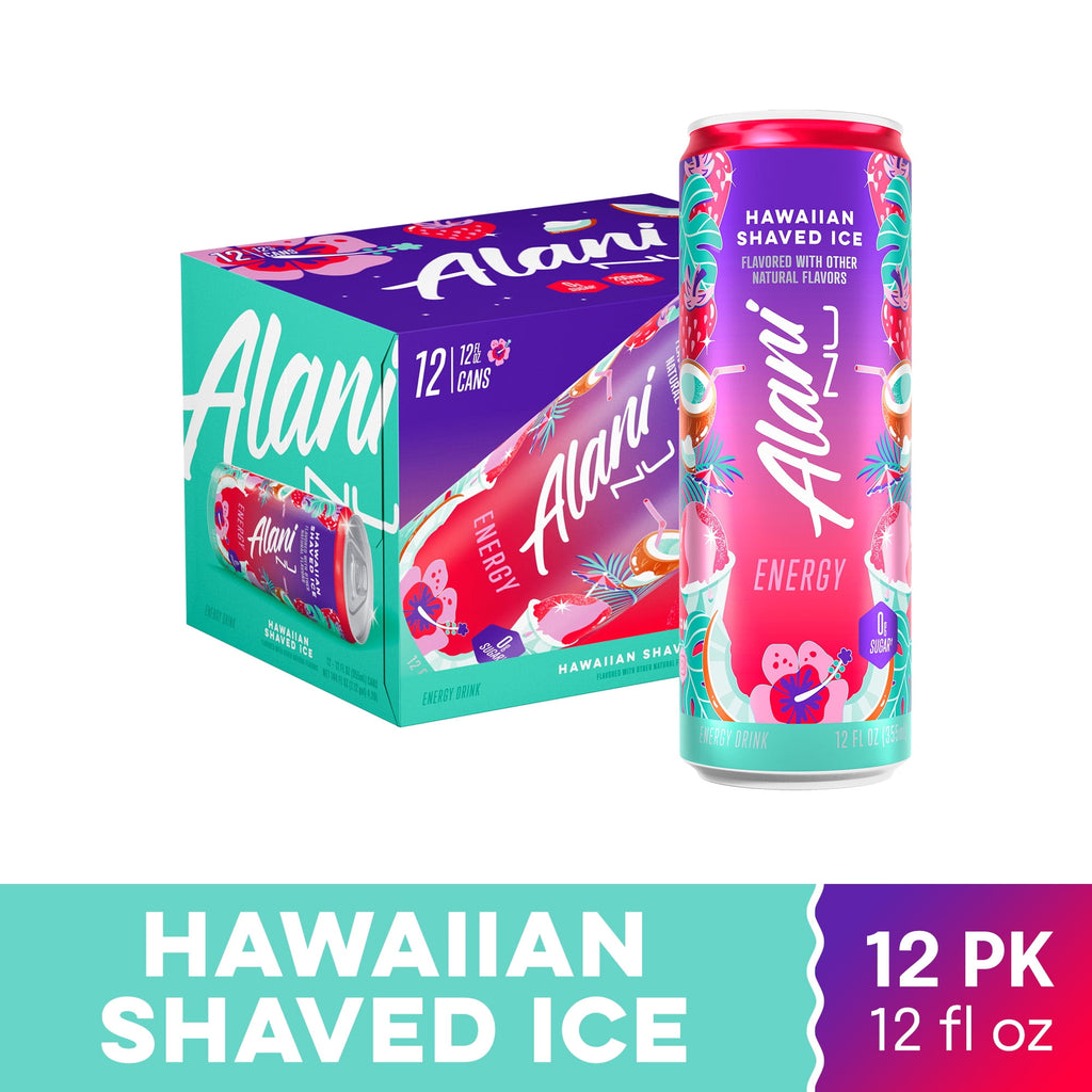 Sugar Free Energy Drink, Hawaiian Shaved Ice, 12 fl oz, 12 Pack, Cans, 200mg Caffeine