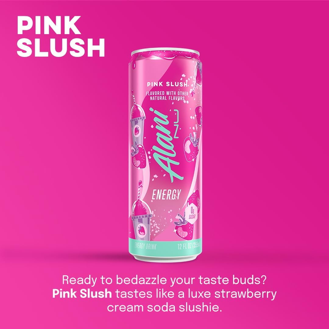 Energy Drinks Pink Slush &amp; Orange Kiss Flavor Zero Suger, Low - Calorie, Energy Boost Drinks 12 oz (6 Pack)
