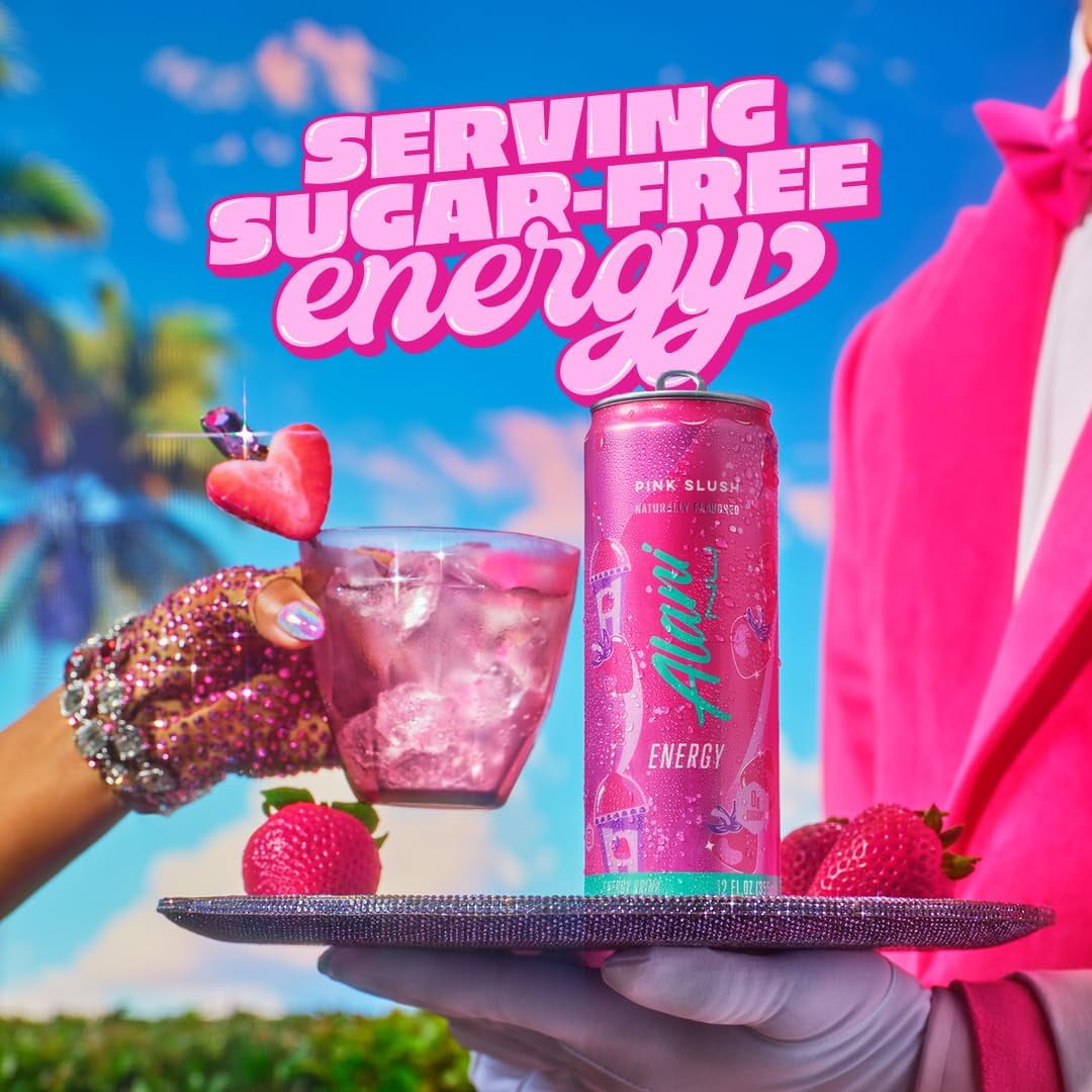 Energy Drinks Pink Slush &amp; Orange Kiss Flavor Zero Suger, Low - Calorie, Energy Boost Drinks 12 oz (6 Pack)