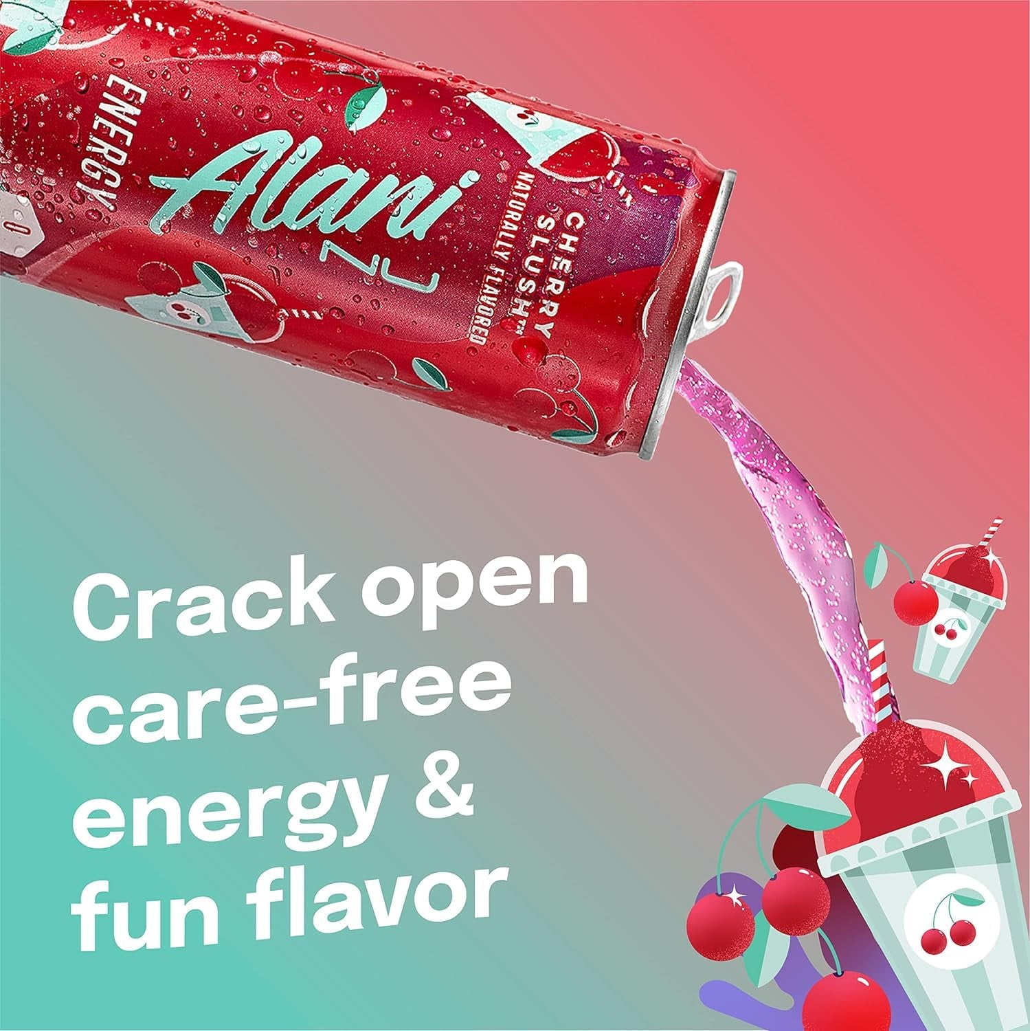 Energy Drink, Hawaiian Shaved Ice And Cherry Slush, Variety Pack, 12 fl oz (6 Pack)