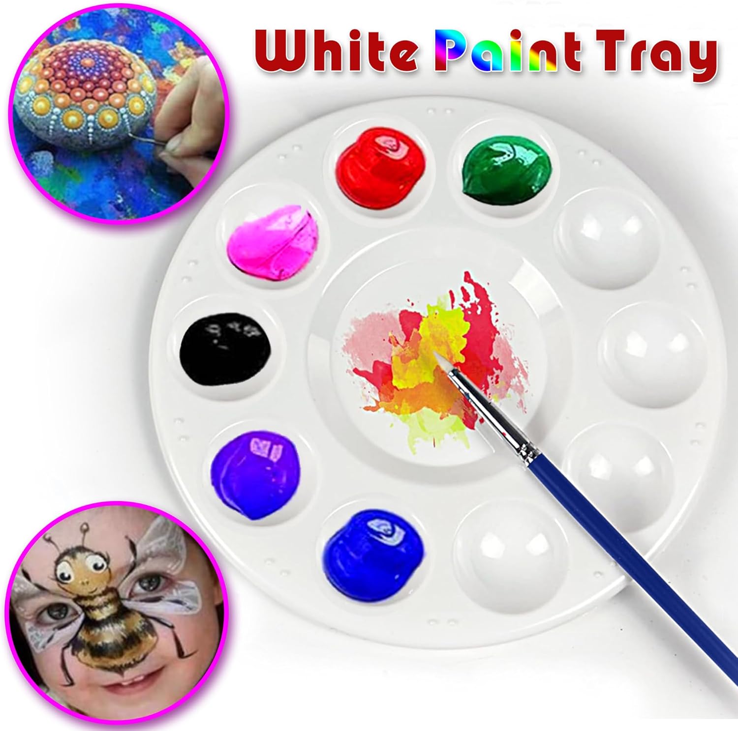 22pcs Paint Palettes, Plastic Paint Tray Palette, Paint Pallets for Kids or Students to DIY Craft Class or Art Class,... - Image 3