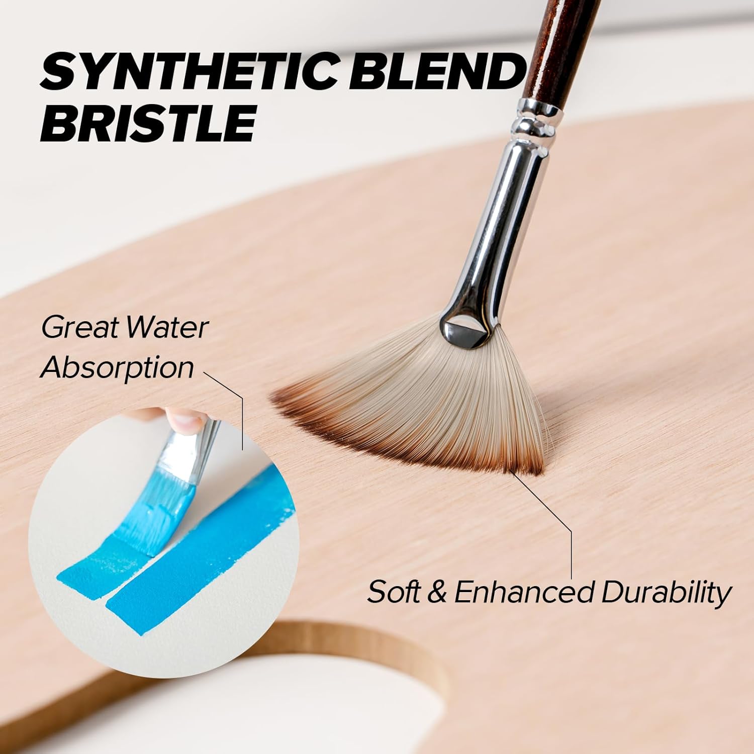 25 Pieces Paint Brushes, Expert Synthetic Nylon Bristles Paint Brush Kit with Palette Knife & Suede Leather Roll, Pai... - Image 2