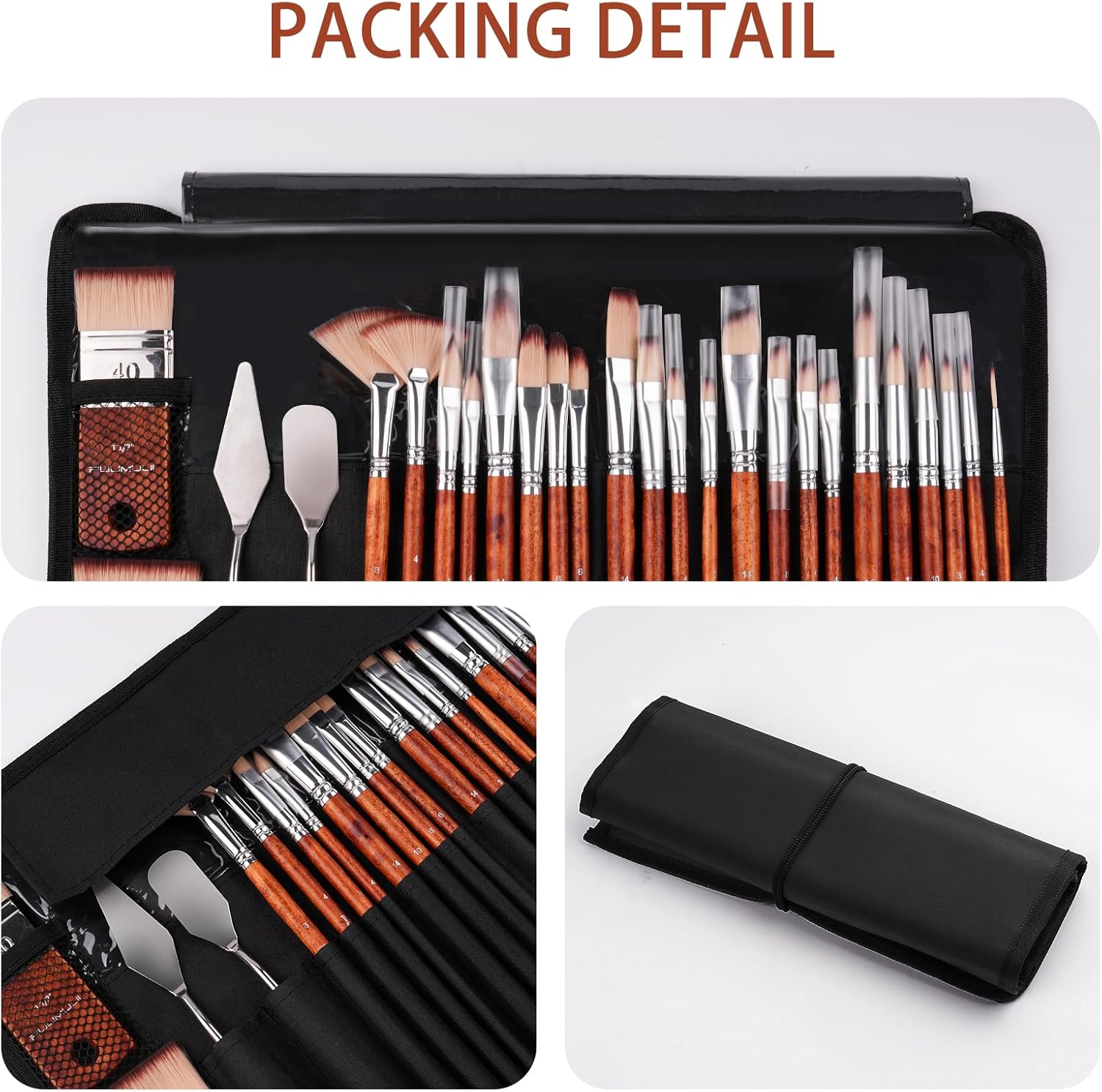 26pcs Paint Brush Set, Fuumuui Professional Acrylic Paint Brushes Complete Range of Sizes with Upgraded Short Handle ... - Image 6