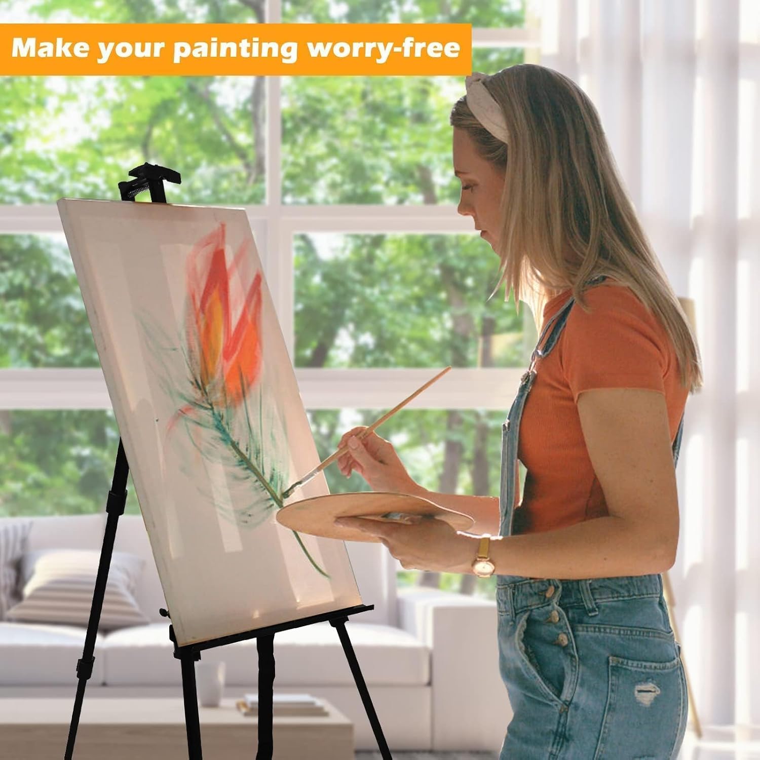 RRFTOK Easel Stand for Sign and Painting - Metal Tripod Adjustable Art Easels for Display Canvases Height from 17 to ... - Image 2