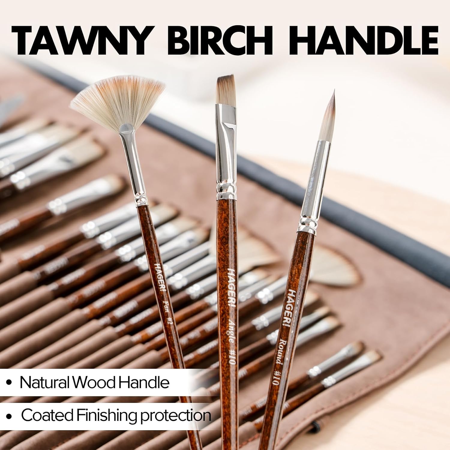 25 Pieces Paint Brushes, Expert Synthetic Nylon Bristles Paint Brush Kit with Palette Knife & Suede Leather Roll, Pai... - Image 4