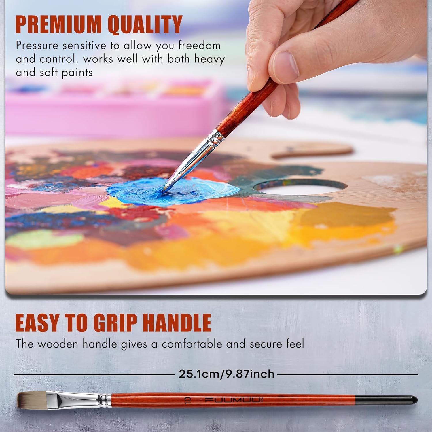 14pcs Acrylic Paint Brushes, Professional Synthetic Bristles Paint Brush Set with Extra Palette Knife - Flat, Filbert... - Image 5