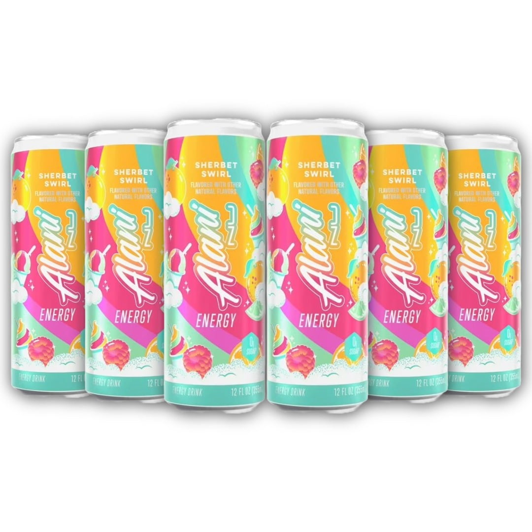 New  Energy Drink, Sherbet Swirl Flavor, 12 fl oz Cans, 6 Pack