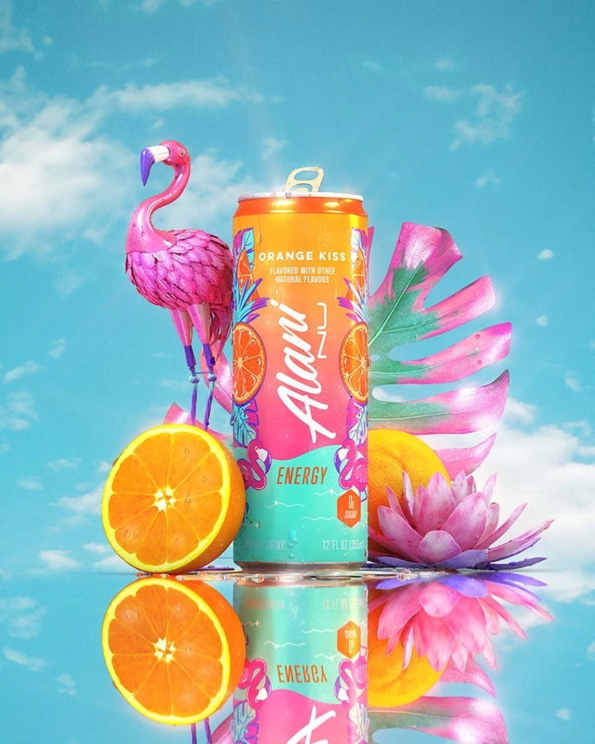 Orange Kiss Energy Drink, 12 fl oz Cans, Pack of 6