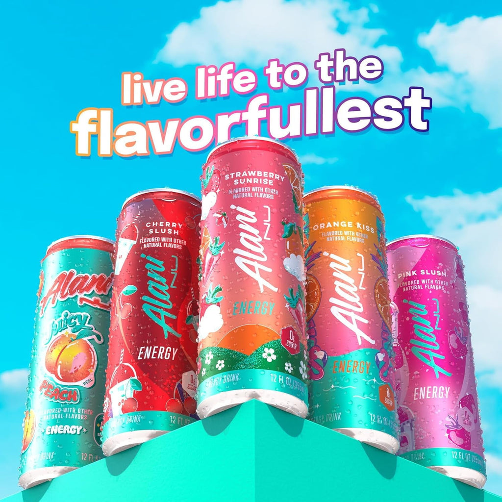 New  Energy Drinks Strawberry Sunrise Low - Calorie, Zero Suger, Energy Boost Drinks 12 oz (6 Pack)