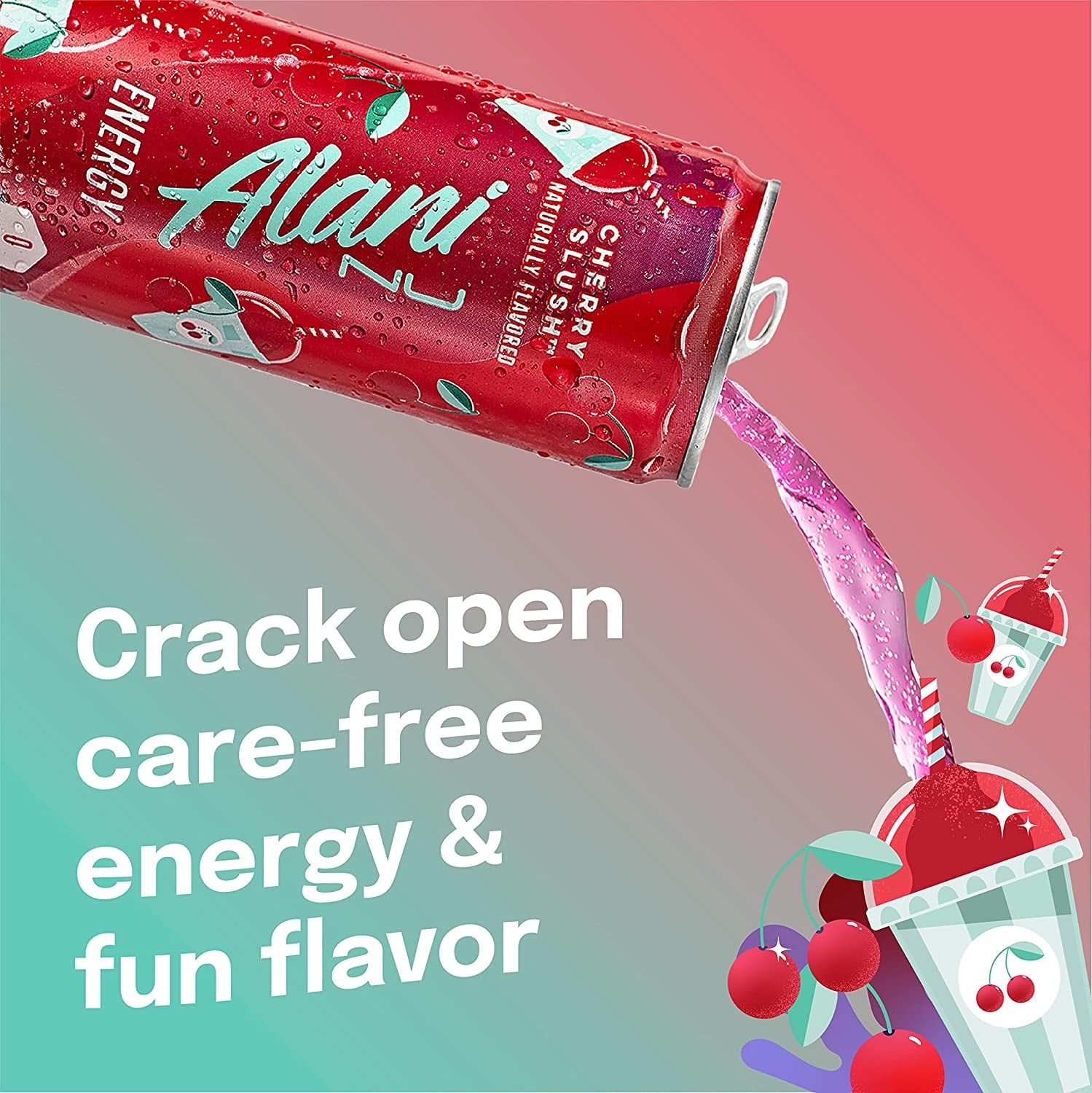 Energy Drink - Cherry Slush - 12oz Cans (Single Cans)-Pack Of 4