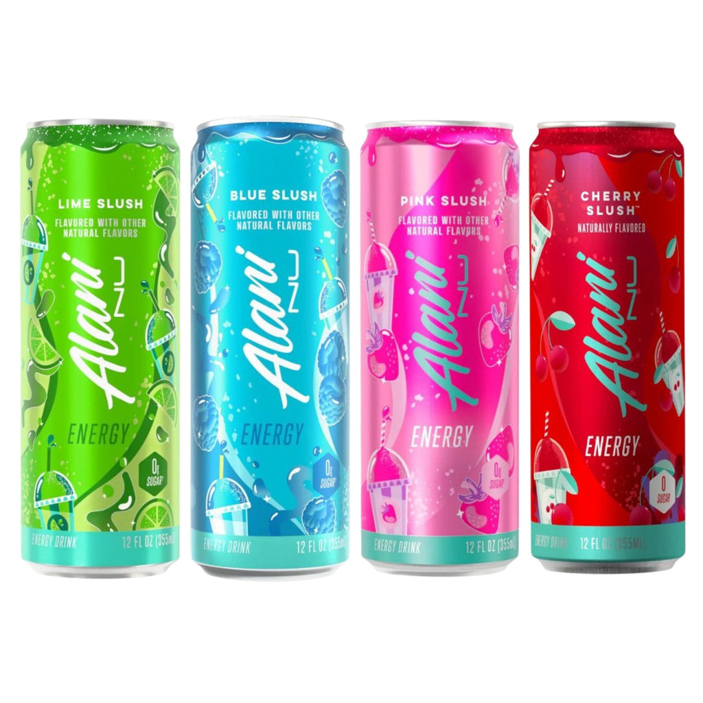 Slush Energy Drink 12‑Can Variety Pack – Lime, Blue, Pink &amp; Cherry – 12 fl oz Cans