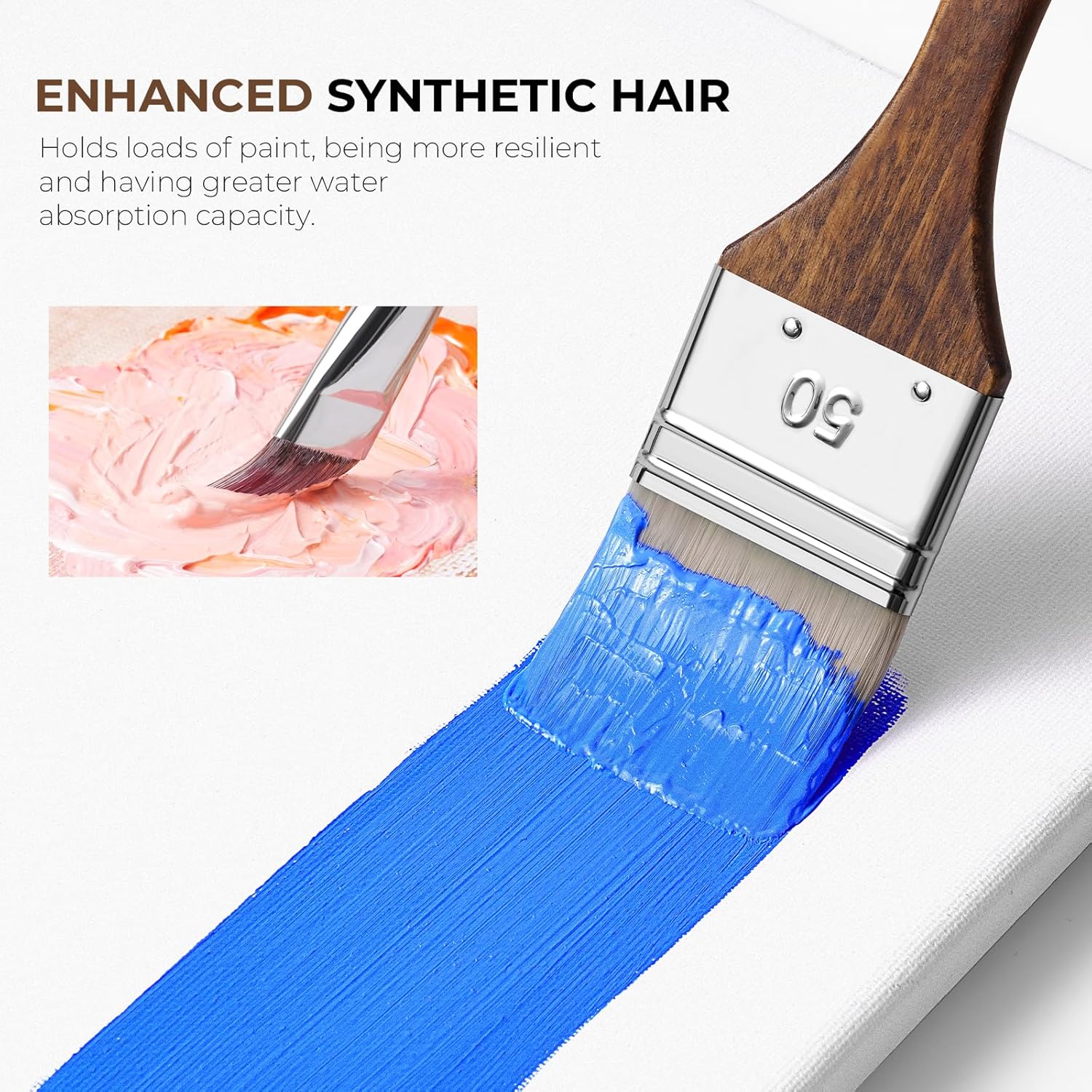 Fuumuui 25pcs Paint Brush Set, Professional 9 Shapes with Wide Flat, Filbert, Fan, Dagger, Cat Tongue, Round, Angle, ... - Image 4