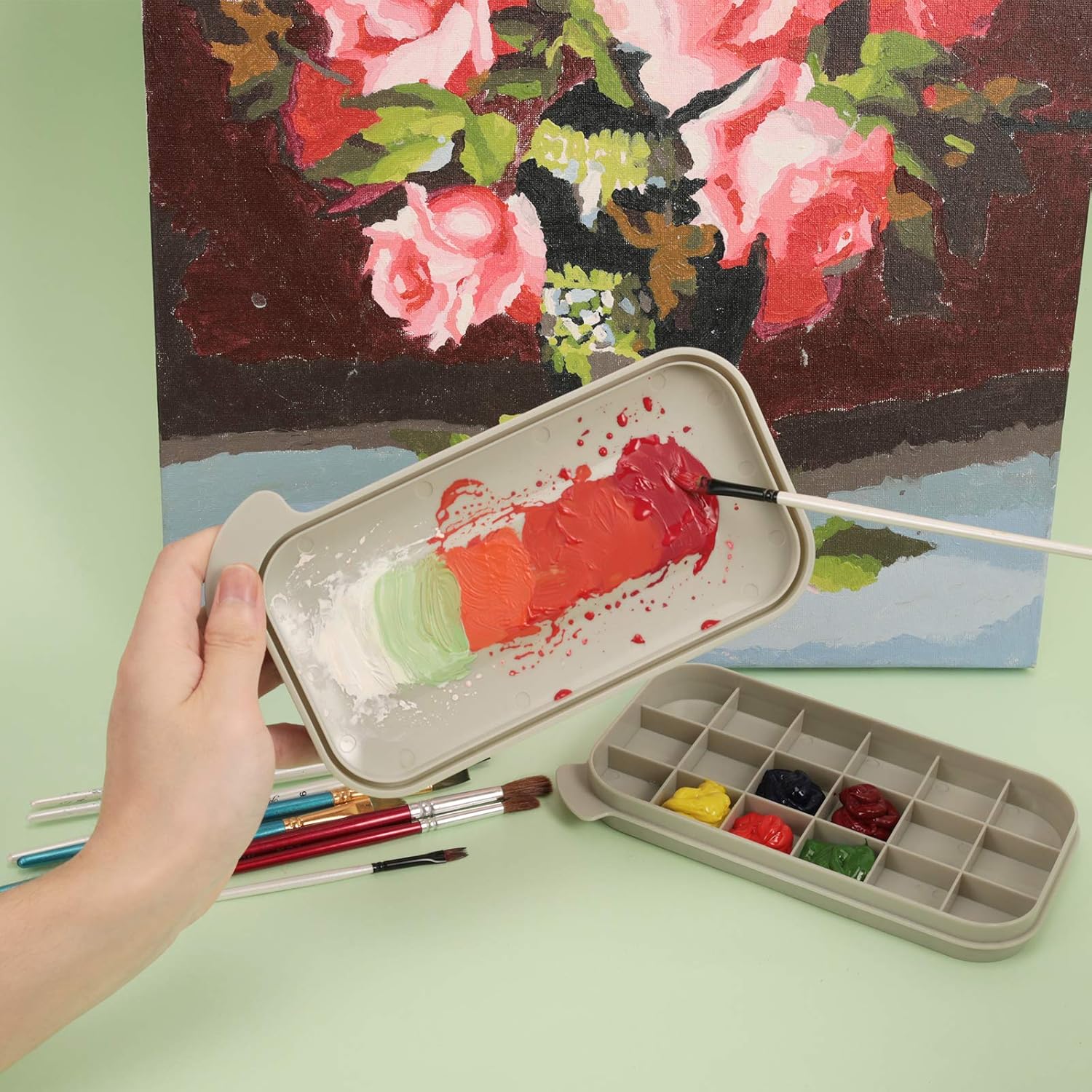 MyLifeUNIT Paint Brush Cleaner, Paint Brush Holder and Organizers with Palette for Acrylic, Watercolor, and Water-Bas... - Image 3