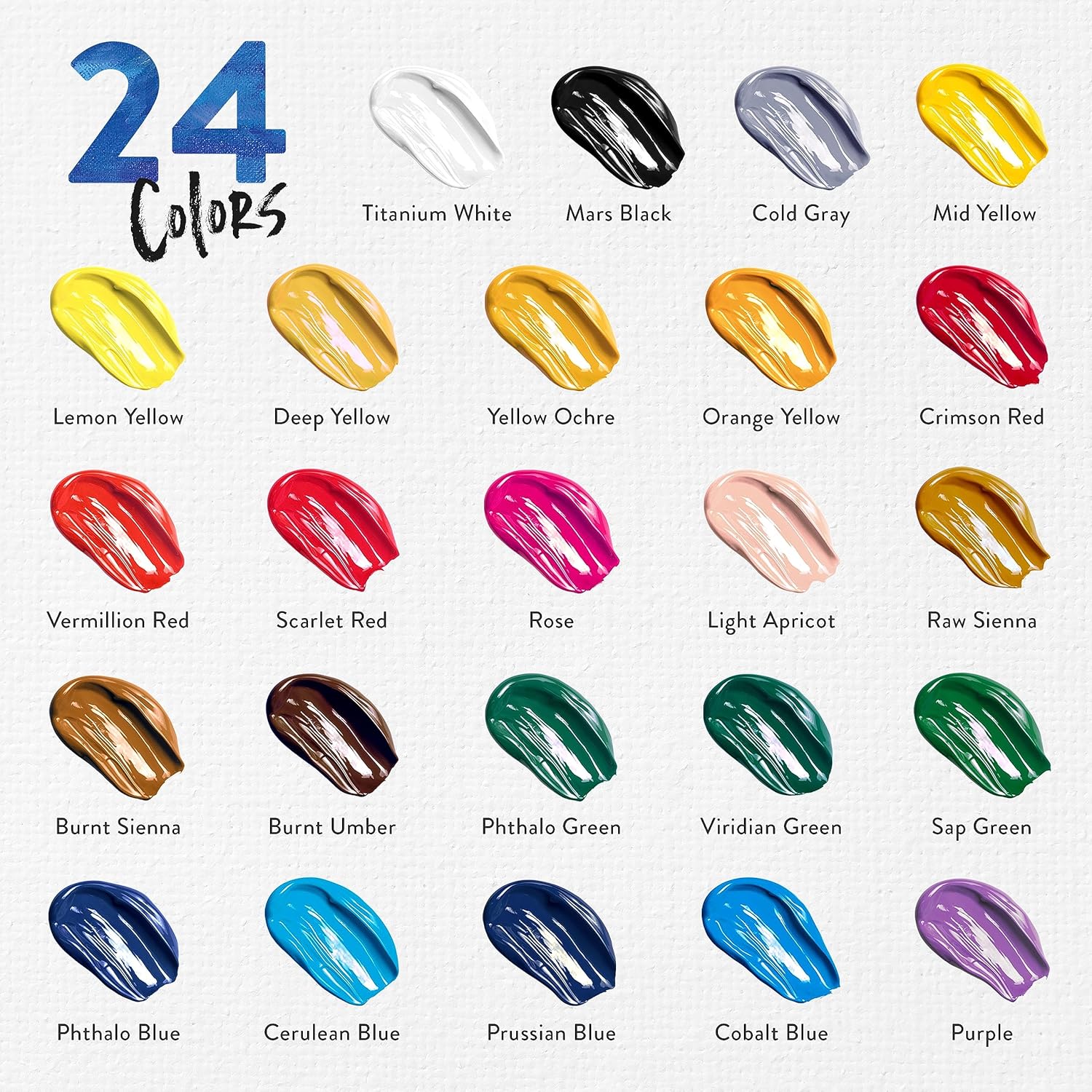 Chalkola 40 Acrylic Paint Set for Adults with 24 Acrylic Paints kit (22ml), 10 Painting Brushes, 5 Canvas for Paintin... - Image 2