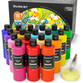 Shuttle Art 18 Colors Acrylic Paint Bottle Set (250ml/8.45oz), Rich Pigmented Bulk Painting Supplies for Artists, Beg...