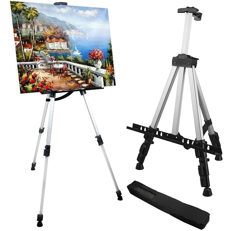 Art Easel Stand for Painting and Sign - RRFTOK Aluminum 66 Inch Metal Tripod Adjustable Portable Easels for Display -...