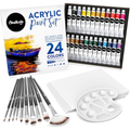 Chalkola 40 Acrylic Paint Set for Adults with 24 Acrylic Paints kit (22ml), 10 Painting Brushes, 5 Canvas for Paintin...