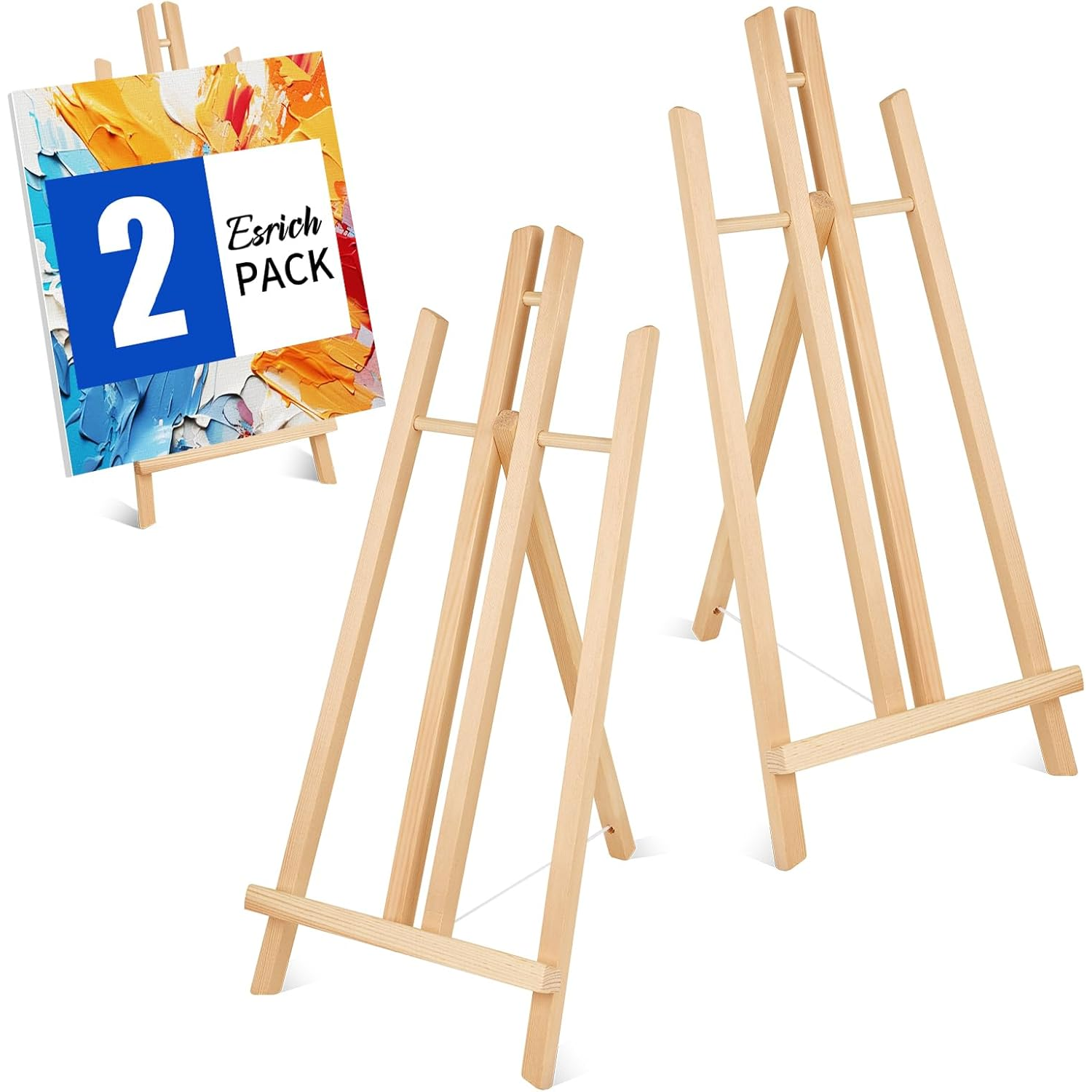 ESRICH 2pcs 17 Inch Tabletop Easels, Easel Stand for Painting,Tripod, Painting Party Easel, Kids Student Desktop Ease...