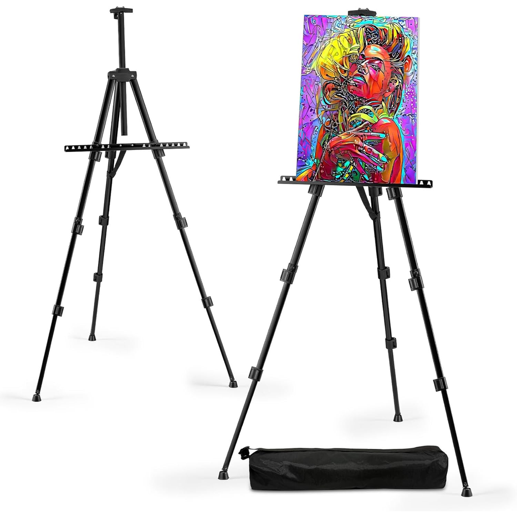 RRFTOK Easel Stand for Sign and Painting - Metal Tripod Adjustable Art Easels for Display Canvases Height from 17 to ...