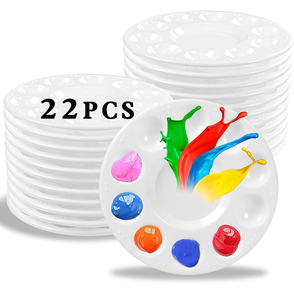 22pcs Paint Palettes, Plastic Paint Tray Palette, Paint Pallets for Kids or Students to DIY Craft Class or Art Class,...