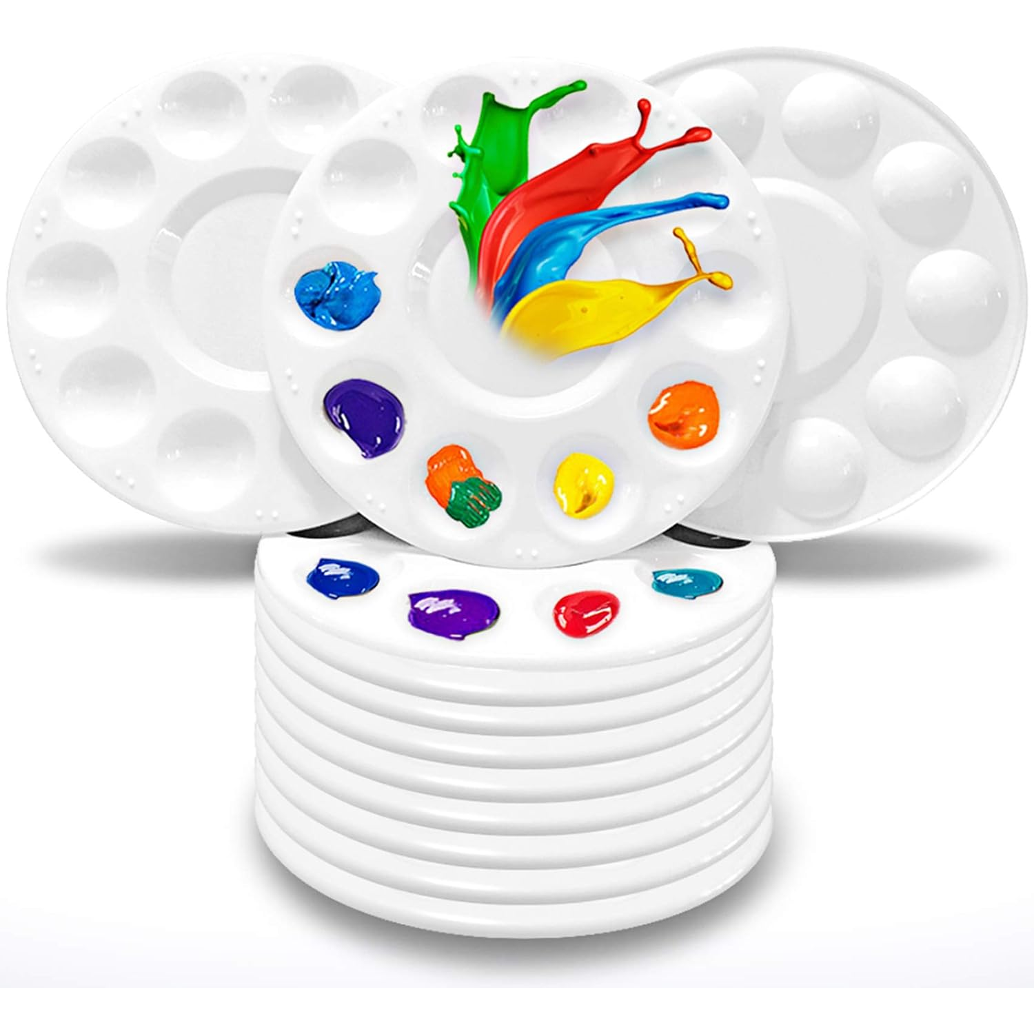 Hulameda Paint Tray Palettes, Plastic Paint Pallets for Kids or Students to Paints on School Project or Art Class-12pcs